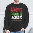 Santa's Favourite Lecturer Christmas Santa Hat Lights Sweatshirt Gifts for Old Men