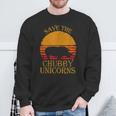 Save The Chubby Unicorns Retro Style Rhino Sweatshirt Gifts for Old Men