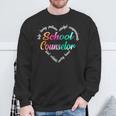 School Counselor Heart Word Cloud Watercolor Rainbow Sweatshirt Gifts for Old Men