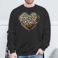 School Lunch Lady Squad A Leopard Heart Food Lunch Hero Crew Sweatshirt Gifts for Old Men