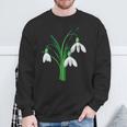 Schwarzes Sweatshirt mit Schneeglöckchen-Design, Frühlingsmode Geschenke für alte Männer