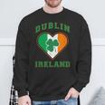 Shamrock Clover In Dublin Ireland Flag In Heart Shaped Sweatshirt Gifts for Old Men