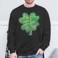Shamrock Sequins Effect Clover Happy St Patrick's Day Womens Sweatshirt Gifts for Old Men