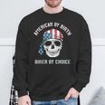 Skull American By Birth Biker By Choice Patriotic Motorcycle Sweatshirt Gifts for Old Men