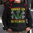 Smoke Up Bitches Marijuana Pot Leaf Weed 420 Stoner Day Sweatshirt Gifts for Old Men