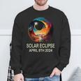 Solar Eclipse 2024 Apparel Pig Wearing Solar Eclipse Glasses Sweatshirt Gifts for Old Men