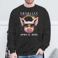 Solar Eclipse 2024 Pig Wearing Eclipse Glasses Sweatshirt Gifts for Old Men