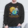 Solar Eclipse April 8 2024 Cute Earth Sun Moon Selfie Space Sweatshirt Gifts for Old Men