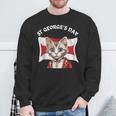 St Georges Day British Cat With English Flag Sweatshirt Gifts for Old Men