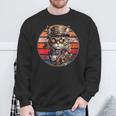 Steampunk Cat Retro Sunset Glasses Hat And Watches Sweatshirt Geschenke für alte Männer