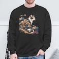 Surrealism Japanese Painting Calico Cat Sweatshirt Gifts for Old Men