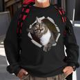 Sweet Kitten Torn Cloth Unique & Cool Cat Lover Sweatshirt Gifts for Old Men