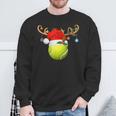 Tennis Player Reindeer Santa Hat Tennis Ball Christmas Sweatshirt Gifts for Old Men