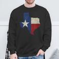 Texas State Map Flag Distressed Sweatshirt Gifts for Old Men