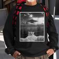 Threadwei Alien Ufo Cat Selfie Kitty Graphic Cat Lover Sweatshirt Gifts for Old Men