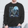 Three Wolf Howling And Moon Sweatshirt Gifts for Old Men