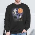 Three Wolf With Pizza Moon Vintage Wolf Lover Sweatshirt Gifts for Old Men