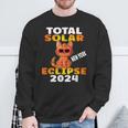 Total Solar Eclipse 2024 New York Tabby Cat Wearing Glasses Sweatshirt Gifts for Old Men