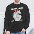 Train Like An Animal Unicorn Weightlifting Muscle Fitness Sweatshirt Gifts for Old Men