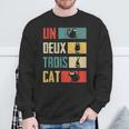 Un Deux Trois Cat Vintage French Joke Cat Lovers Sweatshirt Gifts for Old Men