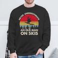 Never Underestimate An Old Man On Skis Retro Skier Sweatshirt Gifts for Old Men