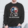 Vintage Bigfoot Total Solar Eclipse Texas Flag Sweatshirt Gifts for Old Men