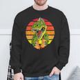 Vintage Dinosaur Eating Hot Dog Food Lover T-Rex Sweatshirt Gifts for Old Men