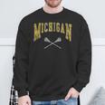Vintage Michigan Lacrosse Distressed Lax Player Michigan Fan Sweatshirt Gifts for Old Men