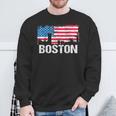 Vintage Us Flag American City Skyline Boston Massachusetts Sweatshirt Gifts for Old Men