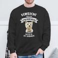 Vorsichtor Dem Frauchen Der Westie Ist Harmlos Gassi Sweatshirt Geschenke für alte Männer