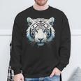 White Tiger Blue Eyes Wild Cat Animal Sweatshirt Gifts for Old Men