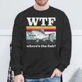 Wtf Where's The Fish Vintage Retro Fisherman Fishing Sweatshirt Gifts for Old Men