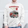 Children's Birthday Feuerwehr Aufgepasst Ich Bin Jetzt 4 Jahre Fire Brigade Sweatshirt Geschenke für alte Männer