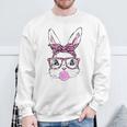 Cute Bunny Face Pink Glasses Leopard Bublegum Easter Day Sweatshirt Gifts for Old Men