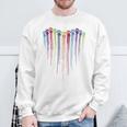 Dog Paws Heart Watercolors Painting Heart Dogs Paw Rainbow Sweatshirt Gifts for Old Men