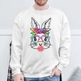 Easter Day Bunny With Bandana Heart Glasses Bubblegum Sweatshirt Gifts for Old Men