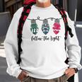 Follow The Light Christ Xmas Light Sweatshirt Gifts for Old Men
