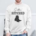 Getting Hitched Bride Western Bachelorette Party Sweatshirt Gifts for Old Men