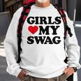 Girls Heart My Swag Girls Love My Swag Valentine's Day Heart Sweatshirt Gifts for Old Men