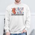 Hot Dog I'm Just Here For The Wieners Cute Retro 4Th Of July Sweatshirt Gifts for Old Men