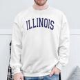 Illinois Varsity Style Navy Blue Text Sweatshirt Gifts for Old Men