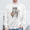 Kitty Cat Singing Guitar Player Musician Music Guitarist Sweatshirt Gifts for Old Men