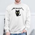 Metallicat Black Cat Lover Rock Heavy Metal Music Joke Sweatshirt Gifts for Old Men