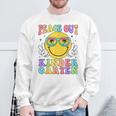 Peace Out Kindergarten Hippie Smile Face Last Day Of School Sweatshirt Gifts for Old Men