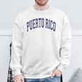 Puerto Rico Varsity Style Navy Blue Text Sweatshirt Gifts for Old Men