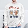Retro Party In The Usa Beer Hot Dog Lover 4Th Of July Sweatshirt Gifts for Old Men