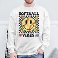 Softball Vibes Smile Face Game Day Softball Mom Sweatshirt Gifts for Old Men