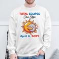 Sun Moon Hug Together Total Eclipse Ohio Style April 8 2024 Sweatshirt Gifts for Old Men