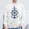 Vintage Distressed Sail Boating Nautical Grungy Navy Anchor Sweatshirt Gifts for Old Men