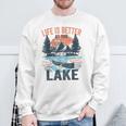 Vintage Retro Life Is Better At The Lake Lake Life Sweatshirt Gifts for Old Men